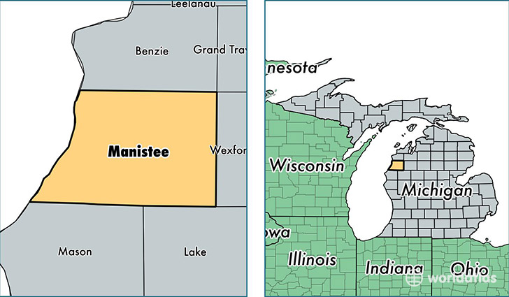 location of Manistee county on a map