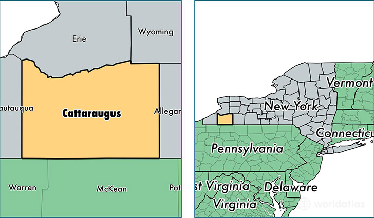 location of Cattaraugus county on a map