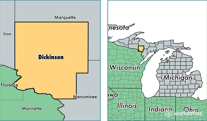 location of Dickinson county on a map