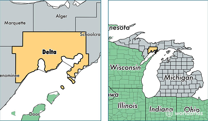 location of Delta county on a map