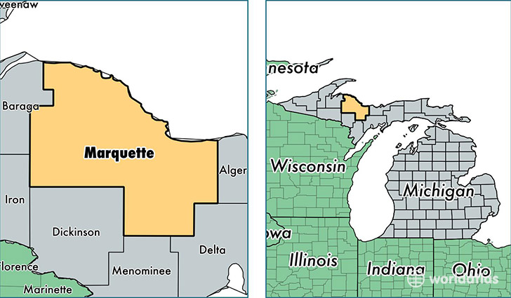 location of Marquette county on a map