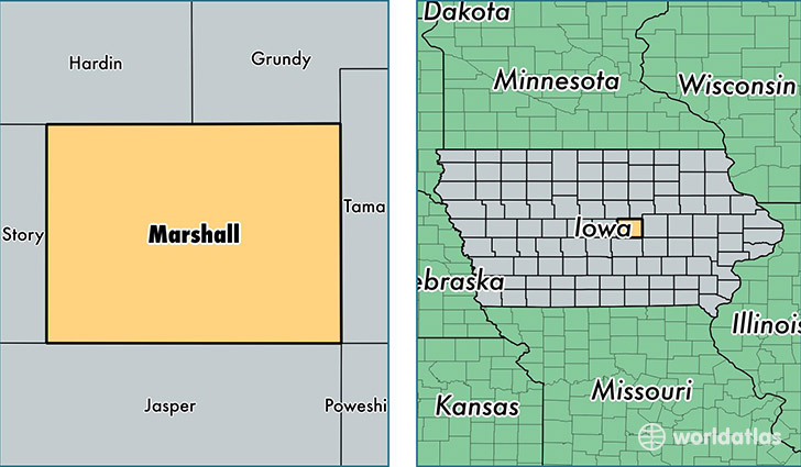 location of Marshall county on a map