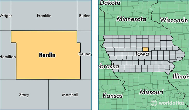 location of Hardin county on a map