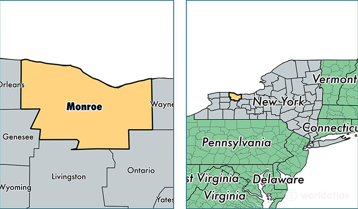 location of Monroe county on a map