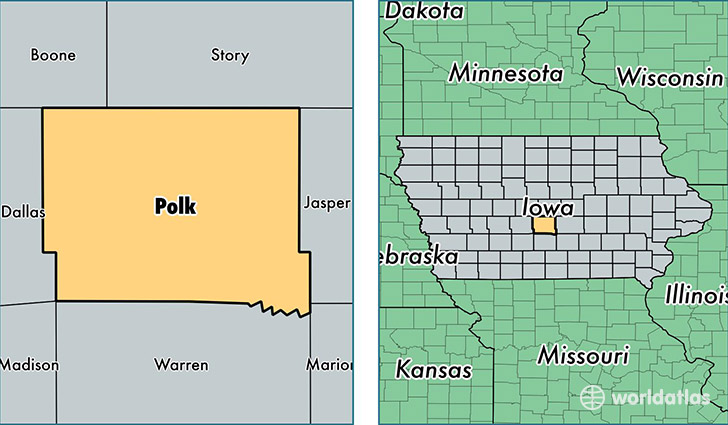 location of Polk county on a map