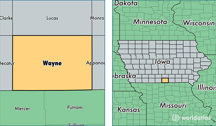 location of Wayne county on a map