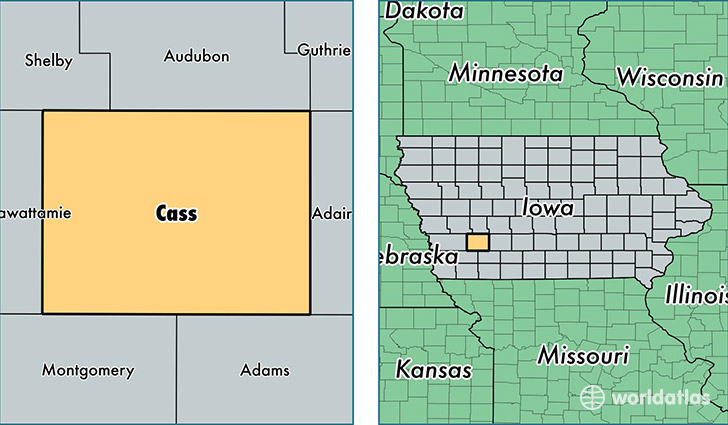 location of Cass county on a map