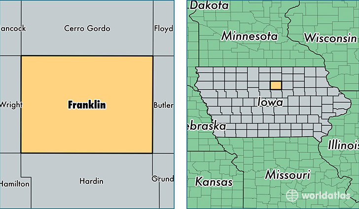 location of Franklin county on a map