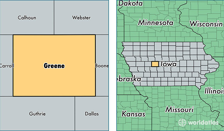 location of Greene county on a map