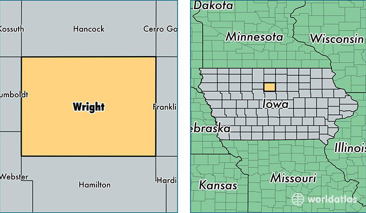 location of Wright county on a map