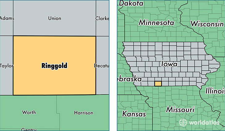 location of Ringgold county on a map