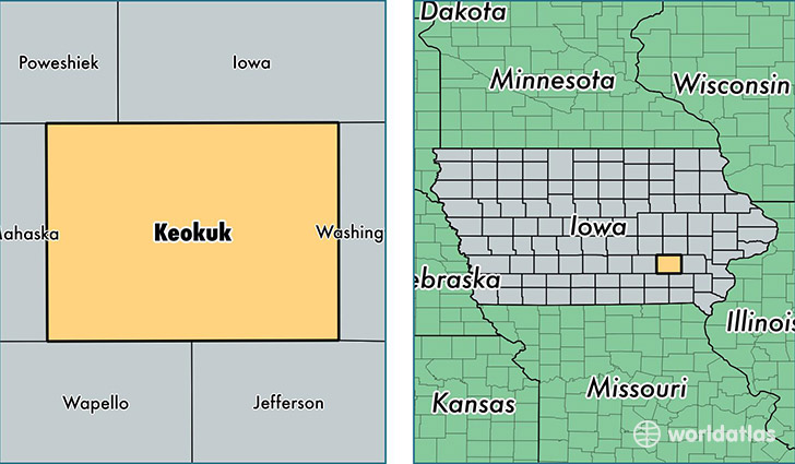 location of Keokuk county on a map