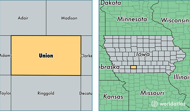 location of Union county on a map