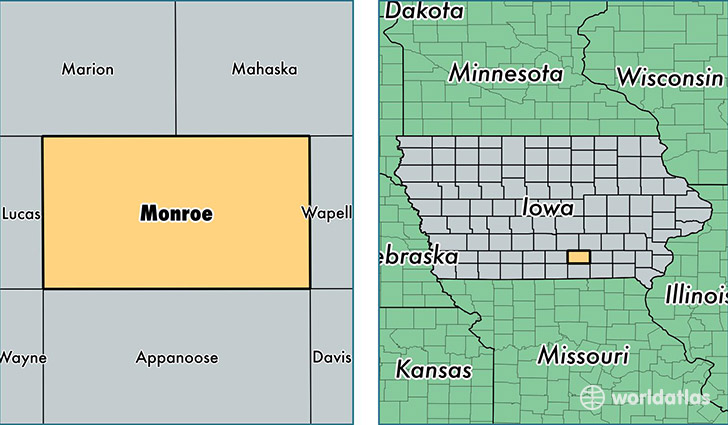 location of Monroe county on a map