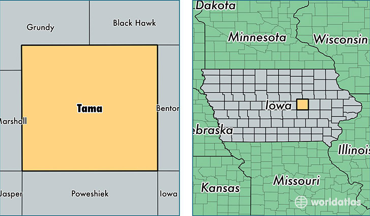 location of Tama county on a map