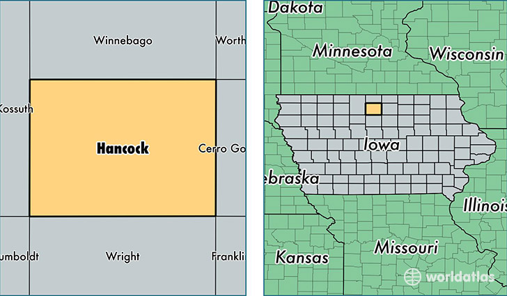 location of Hancock county on a map