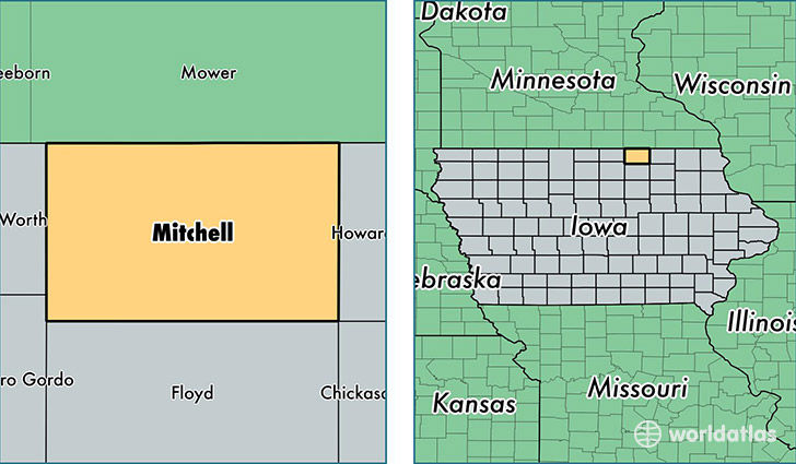 location of Mitchell county on a map