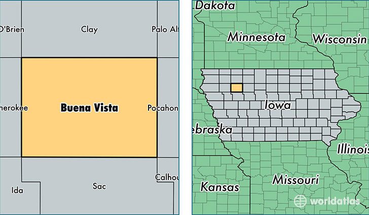 location of Buena Vista county on a map