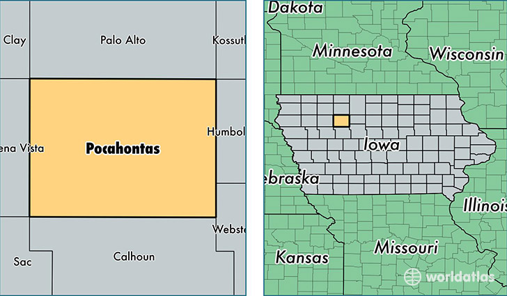 location of Pocahontas county on a map