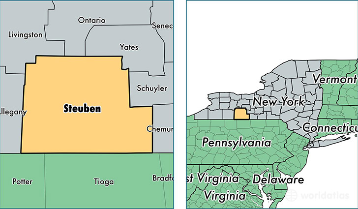 location of Steuben county on a map