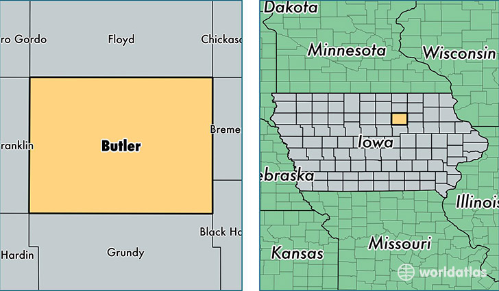 location of Butler county on a map