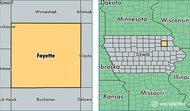 location of Fayette county on a map