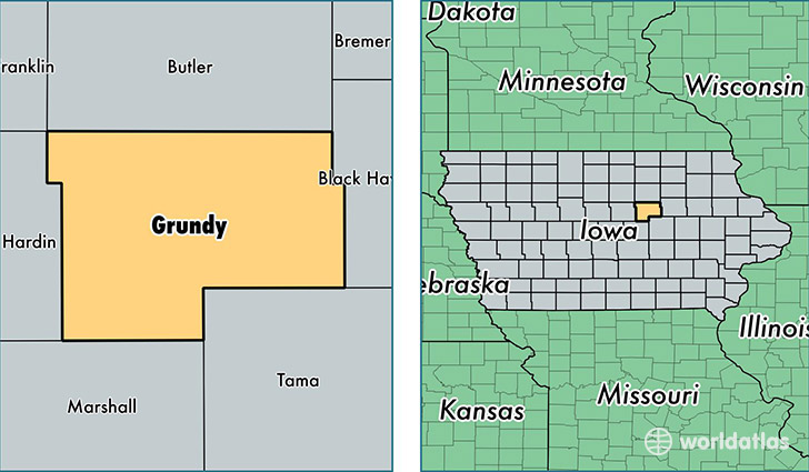 location of Grundy county on a map