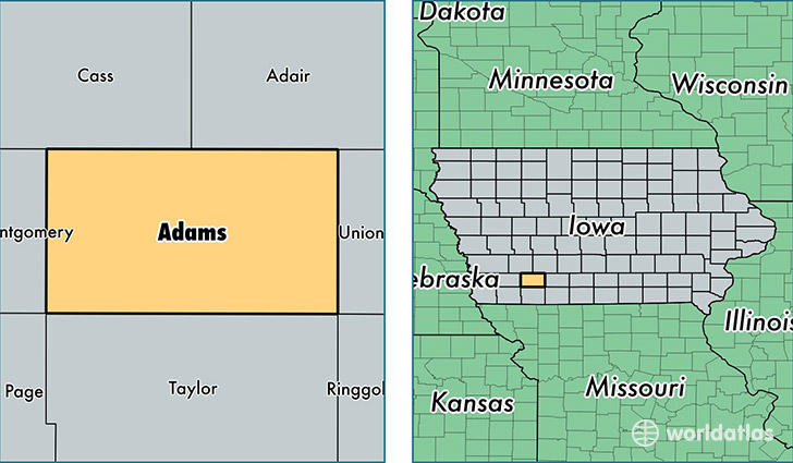 location of Adams county on a map