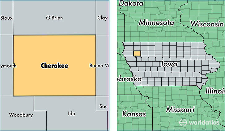 location of Cherokee county on a map