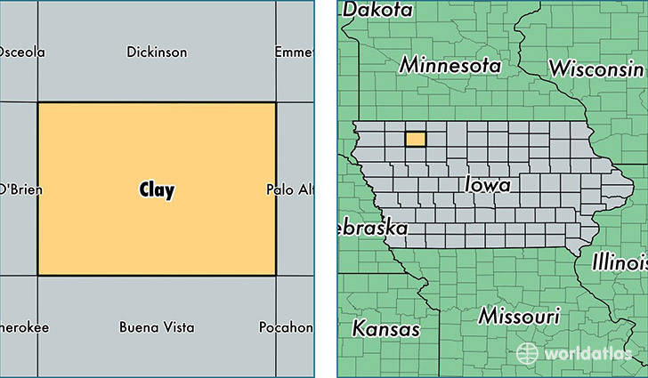 location of Clay county on a map