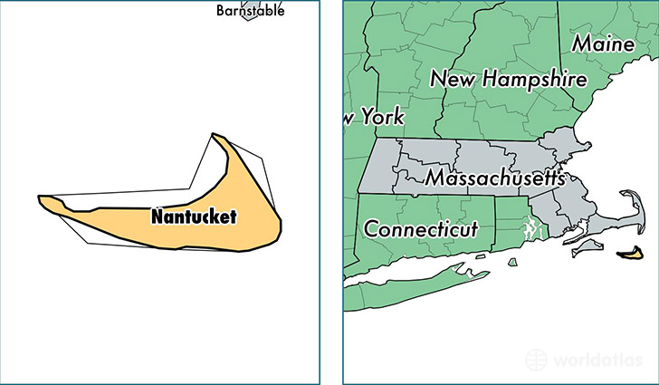 location of Nantucket county on a map