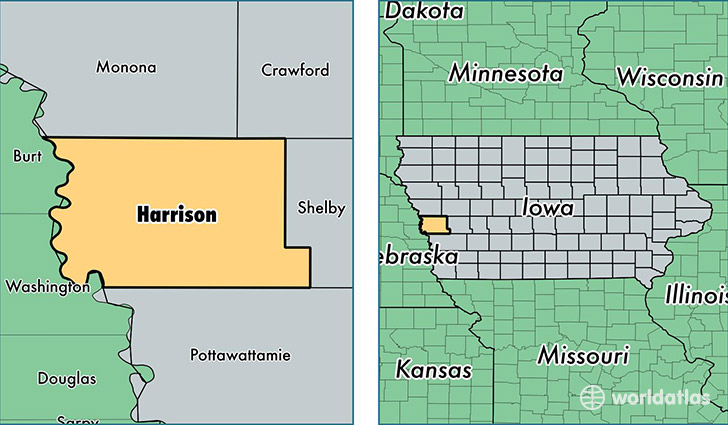 location of Harrison county on a map