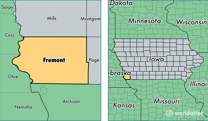 location of Fremont county on a map