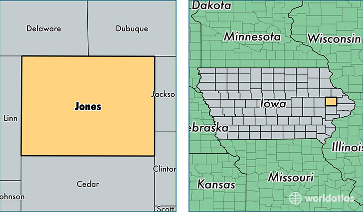 location of Jones county on a map