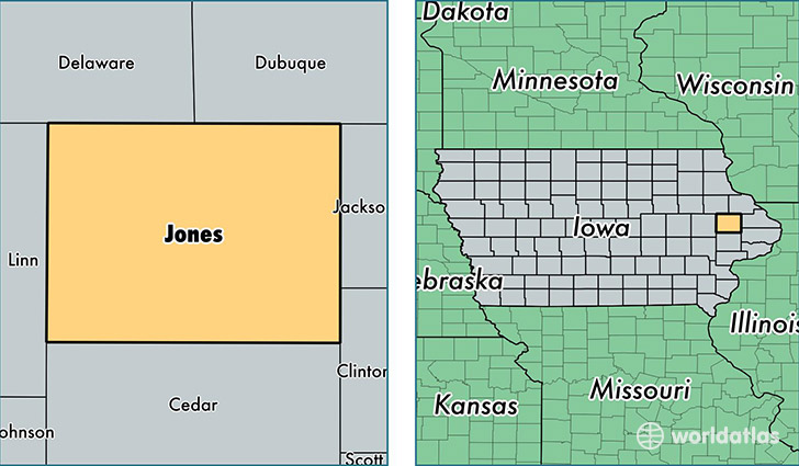 location of Jones county on a map