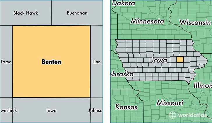 location of Benton county on a map