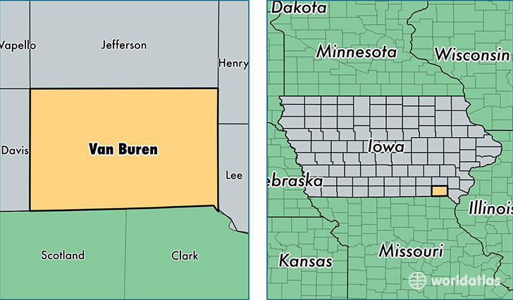 location of Van Buren county on a map