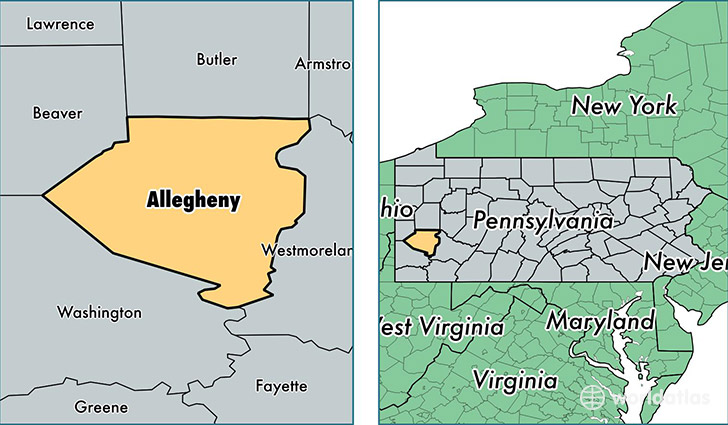 location of Allegheny county on a map