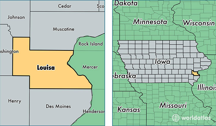 location of Louisa county on a map