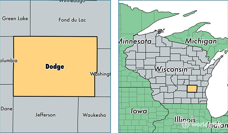 location of Dodge county on a map