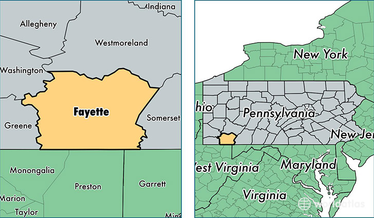location of Fayette county on a map