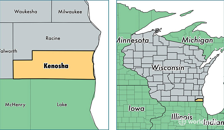 location of Kenosha county on a map