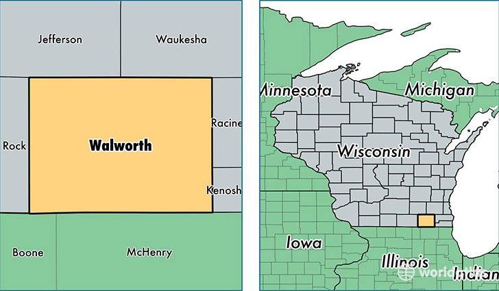 location of Walworth county on a map