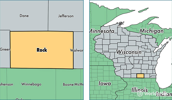 location of Rock county on a map