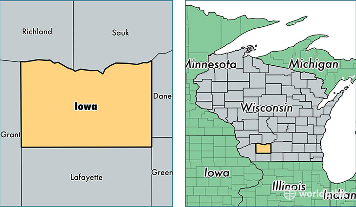 location of Iowa county on a map