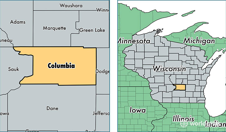 location of Columbia county on a map