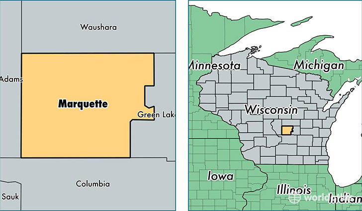 location of Marquette county on a map