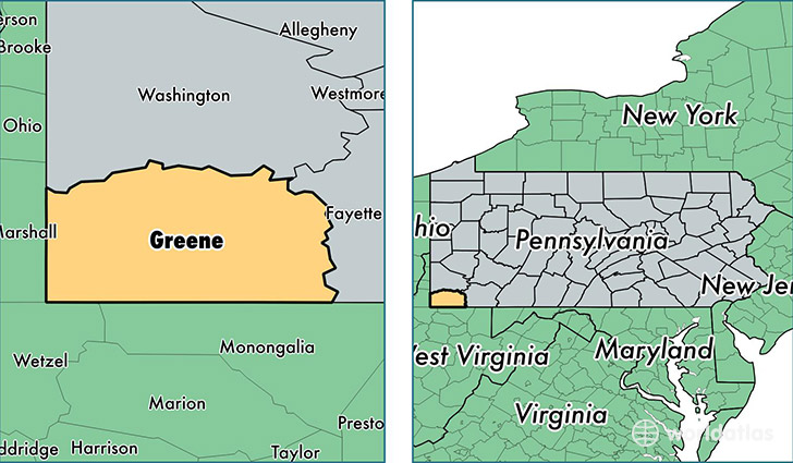 location of Greene county on a map