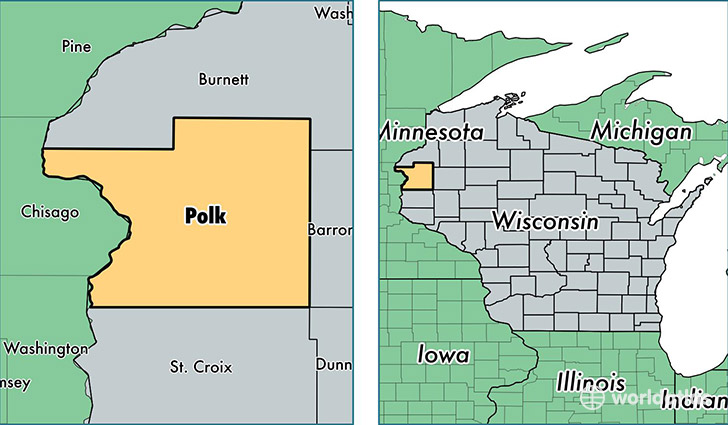 location of Polk county on a map