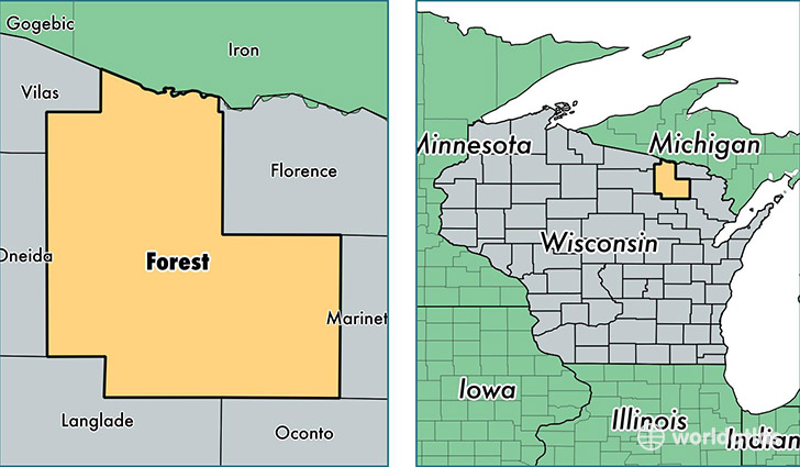 location of Forest county on a map